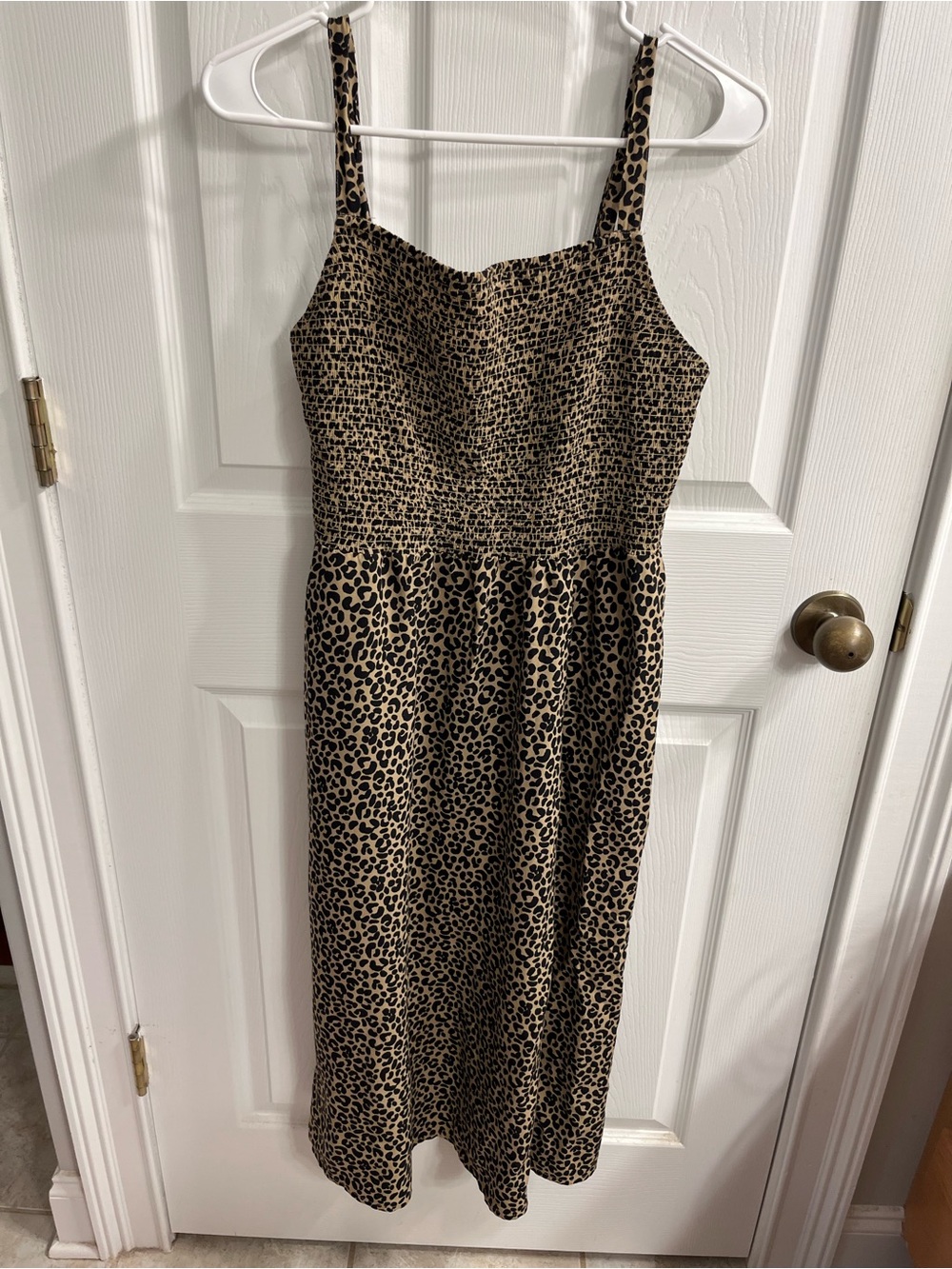 Old Navy Leopard Print Strappy Midi Dress - Beige & Black